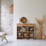 Miho - Solid teak and premium white terrazzo console table