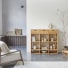 Miho - Low bookcase in solid oak and premium white terrazzo