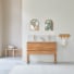Edgar - Mueble de baño de teca maciza y terrazo moon de alta calidad de 120 cm