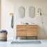 Nova - Mobile per il bagno in legno di quercia massello e battuto di terrazzo premium Moon 120 cm