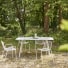 Elio - Rectangular garden table in premium terrazzo and green metal, seats 4–6.
