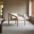 Opéra - Sillón de roble macizo claro y terciopelo color crema
