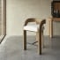 Boti - Silla alta de madera maciza de mindi y tela color crudo