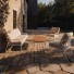 Luca - Gartenlounge aus naturfarbenem Stoff und weißem Metall, 5-Sitzer