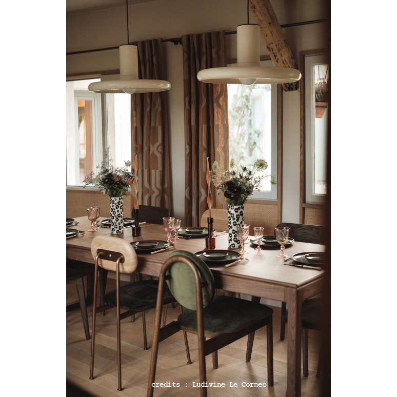 Olive - Stoel in massief eikenhout en groen fluweel