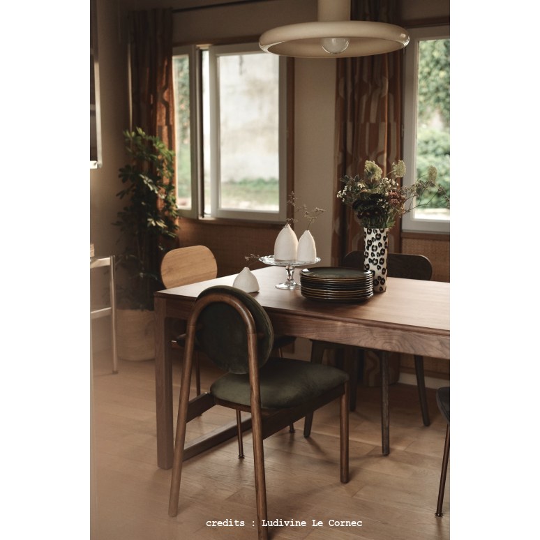 Olive - Chaise en chêne massif et velours vert