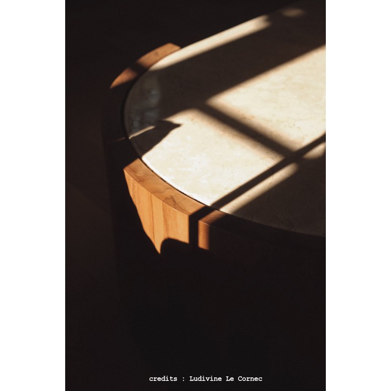 Virgile - Tavolino in teak massello e marmo