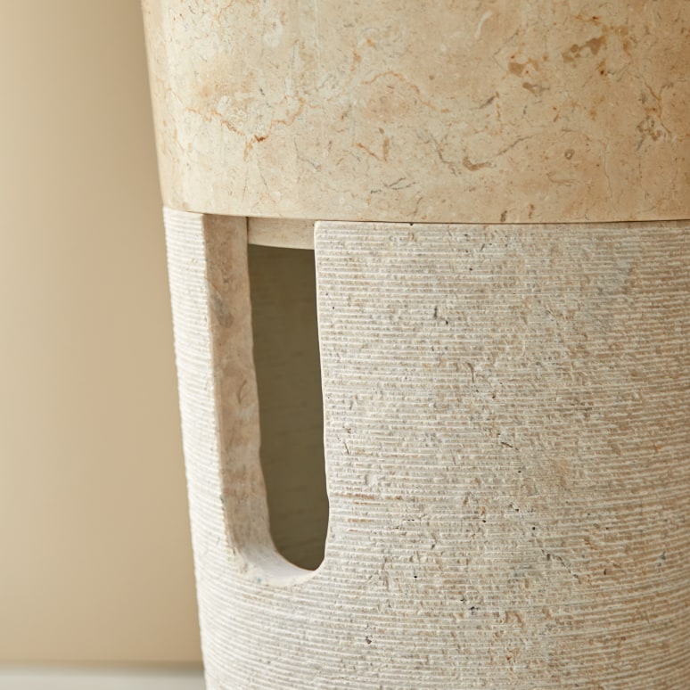 Koni - Cream marble pedestal basin