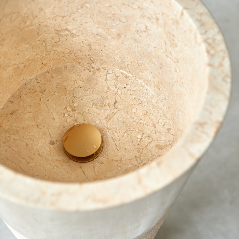Koni - Vasque ronde sur pied en marbre cream
