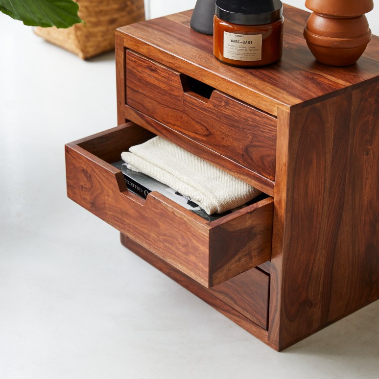 Kwarto - Solid sheesham 3-drawer cube unit