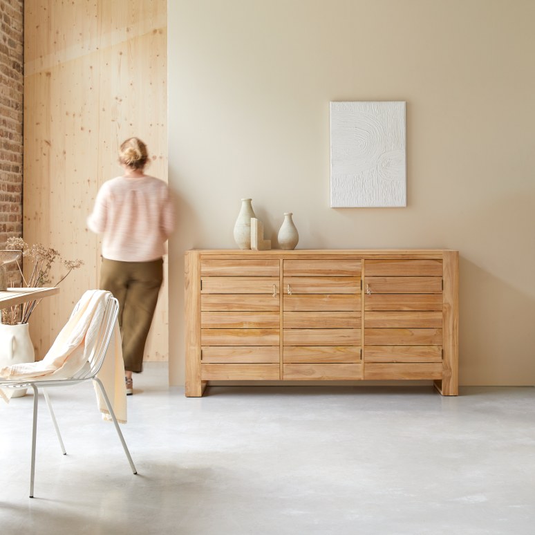 Minimalys - Aparador de teca maciza de 170 cm