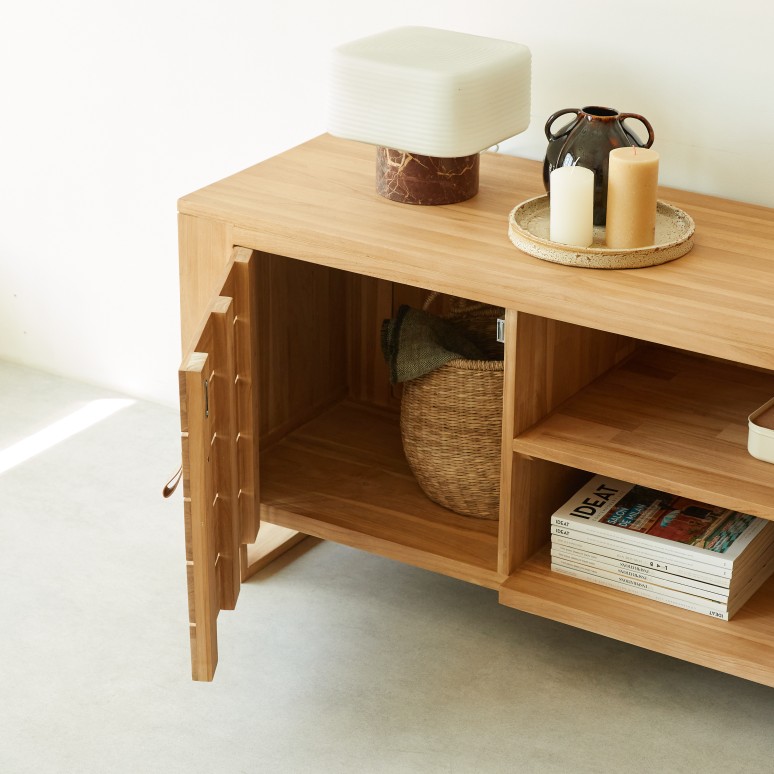 Minimalys - TV Schrank aus massivem Teakholz 155 cm