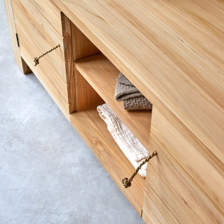 Minimalys - Meuble TV en teck massif 155 cm