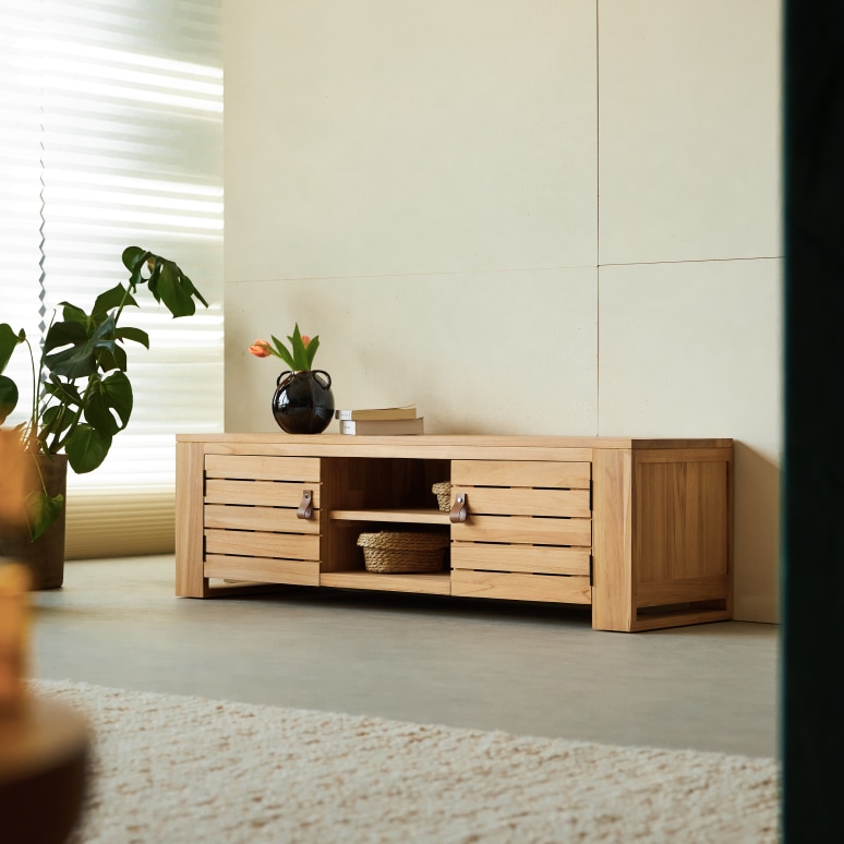 Minimalys - Mobile TV in teak massello 135 cm