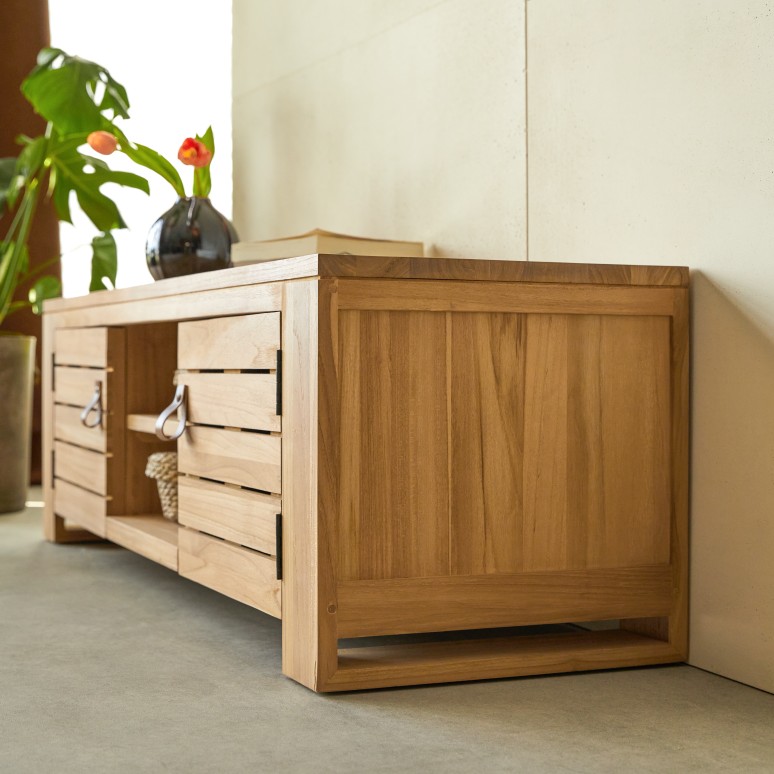 Minimalys - Mueble para TV de teca maciza de 135 cm