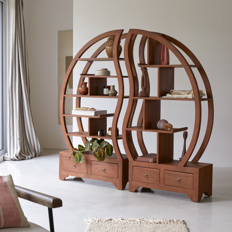 Ying Yang - Bookcase in solid teak