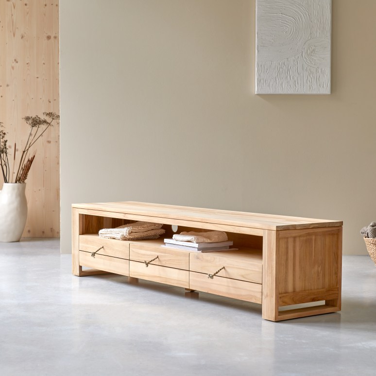 Minimalys - TV Schrank aus massivem Teakholz 170 cm