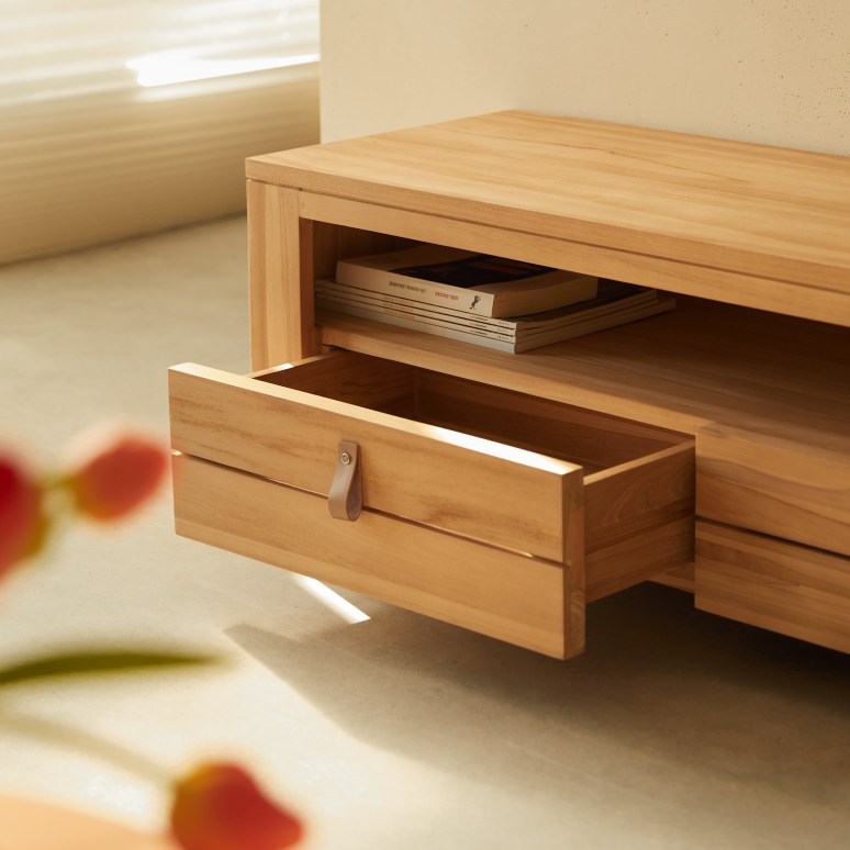 Minimalys - Mueble para TV de teca maciza de 170 cm