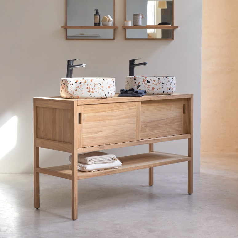 Arty - Solid teak vanity unit 120 cm