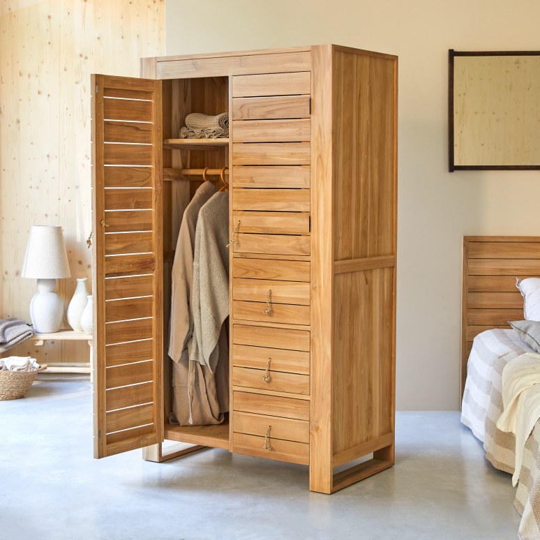 Minimalys - Armoire penderie d'entrée en teck massif