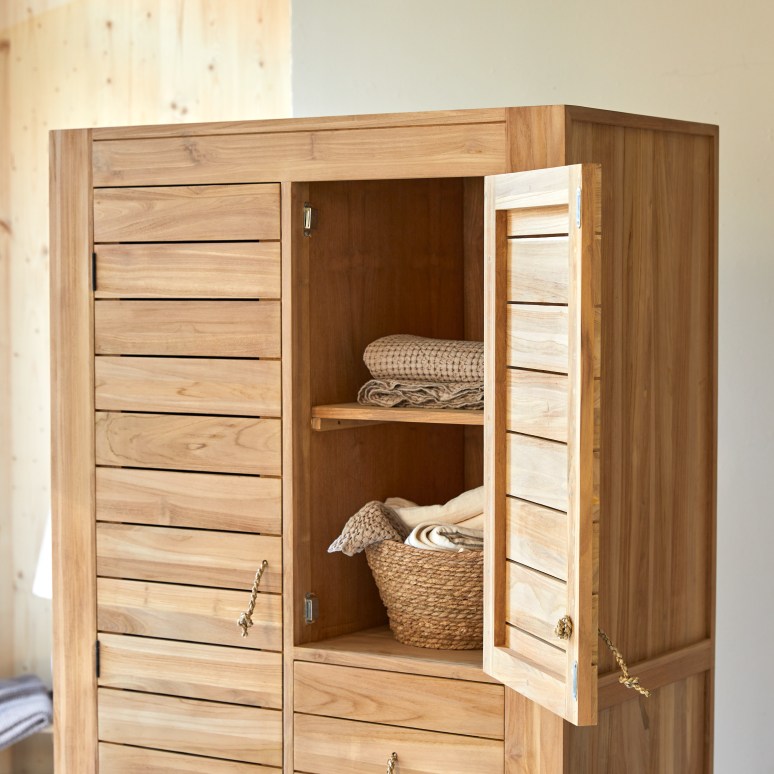 Minimalys - Armoire penderie d'entrée en teck massif