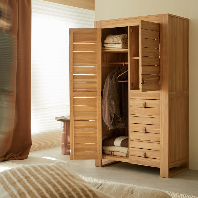Minimalys - Armoire penderie d'entrée en teck massif