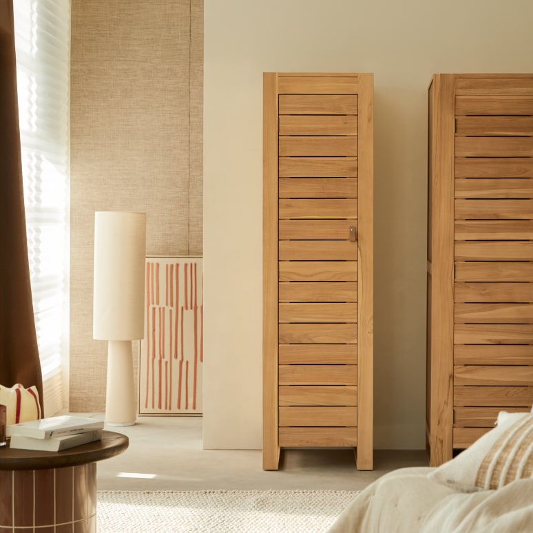 Minimalys - Children's single wardrobe in solid teak