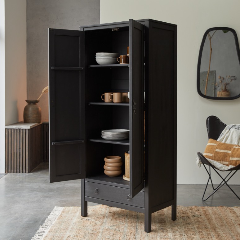 Thaki Black - Armoire d'entrée en pin massif