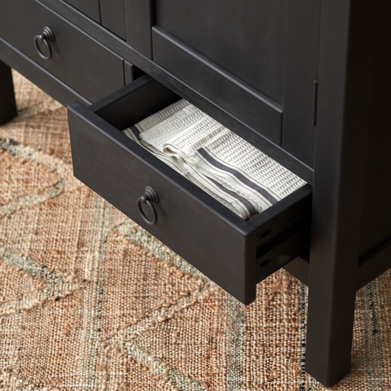 Thaki Black - Sideboard für den Flur aus Massivkiefer 80 cm