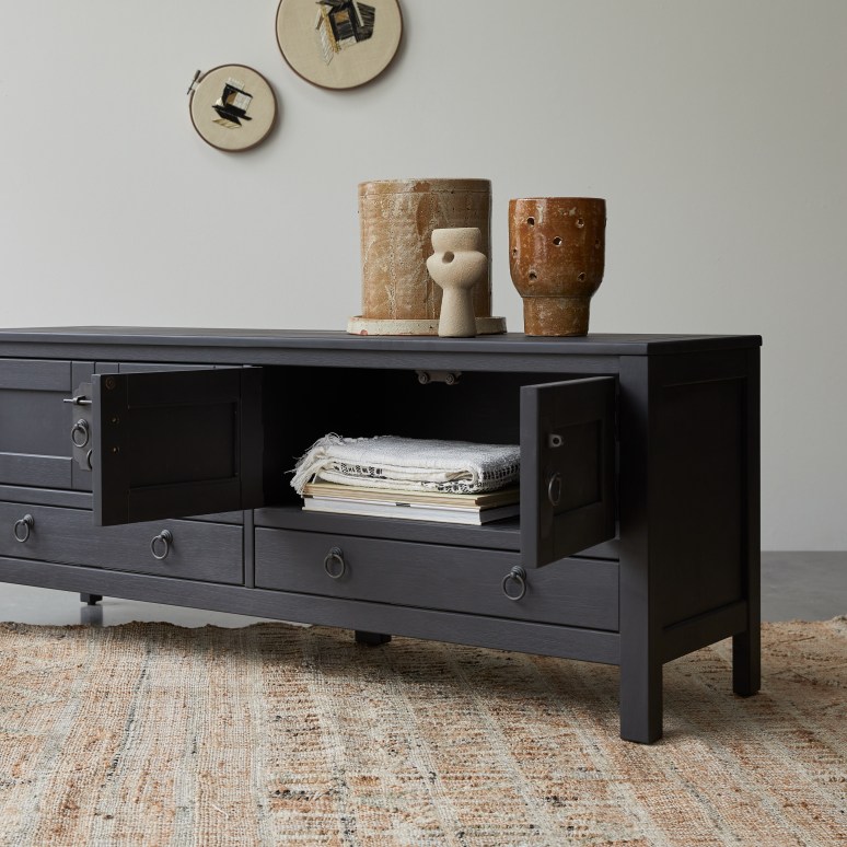 Thaki Black - Solid Pine TV Stand