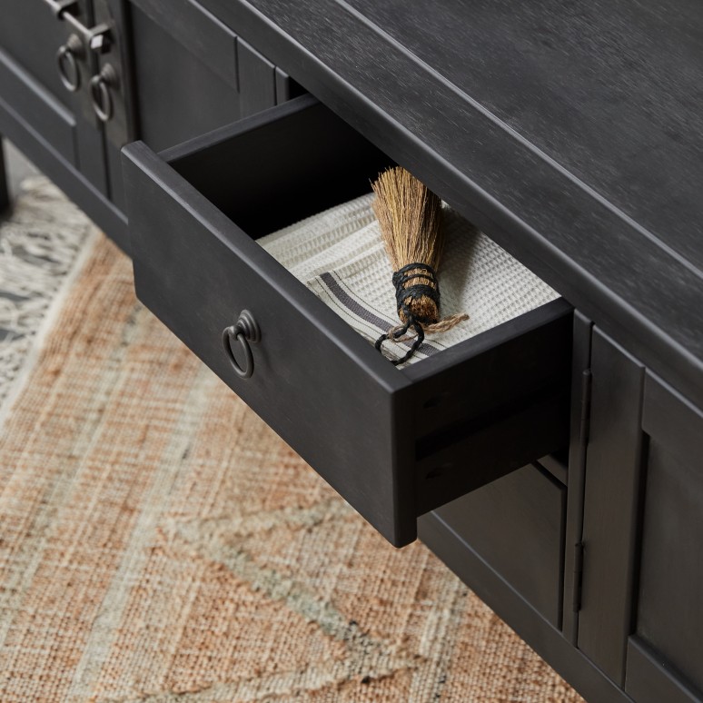 Thaki Black - Massief grenen tv-meubel 170 cm