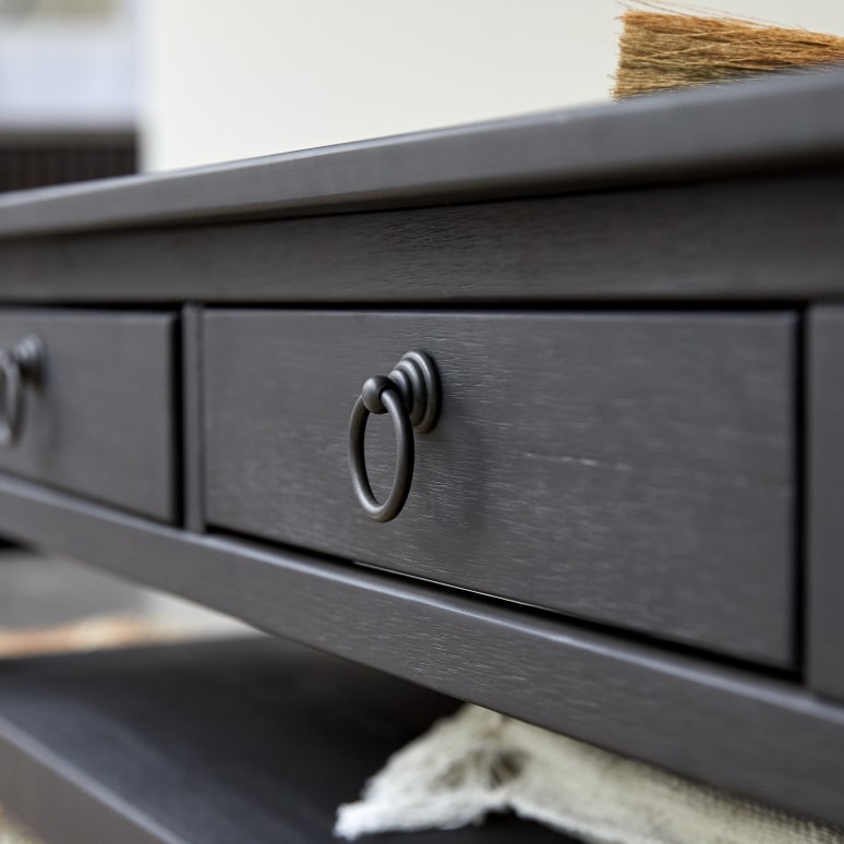 Thaki Black - Table basse en pin massif