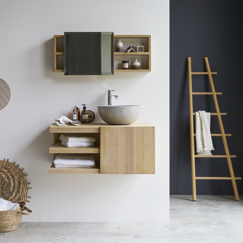 Typo - Mueble para lavabo de teca maciza de 90 cm