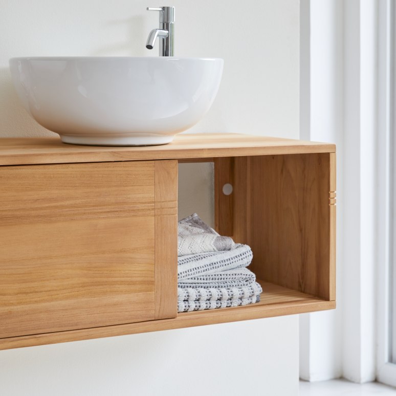 Basic - Badschrank aus massivem Teakholz 140