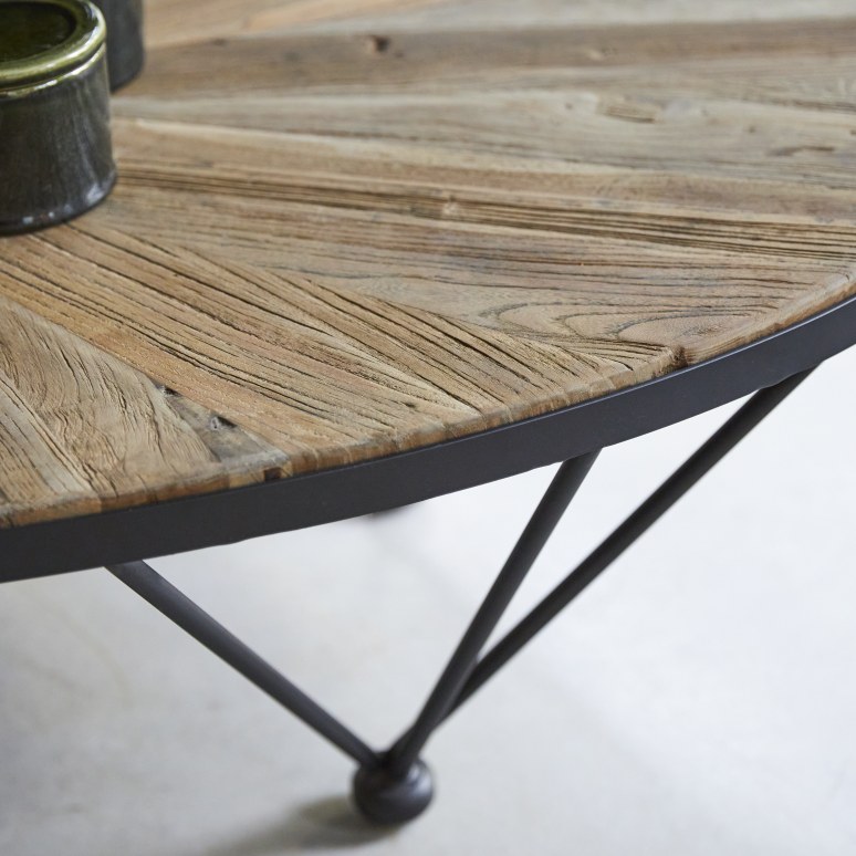 Lancelot - Coffee table in solid reclaimed elm and metal