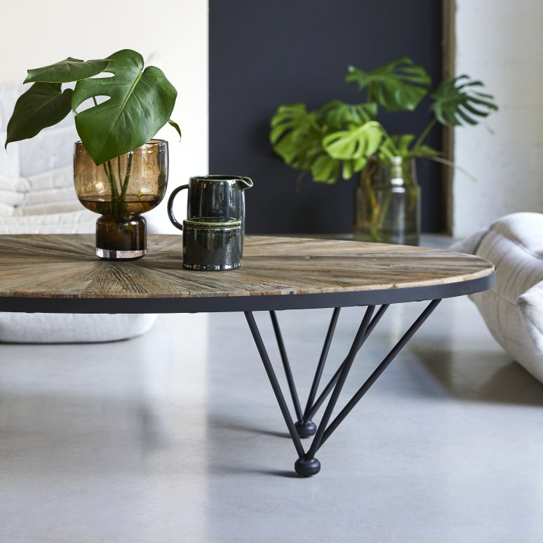 Lancelot - Reclaimed Solid Elm and Metal Coffee Table