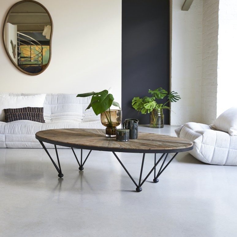 Lancelot - Reclaimed Solid Elm and Metal Coffee Table