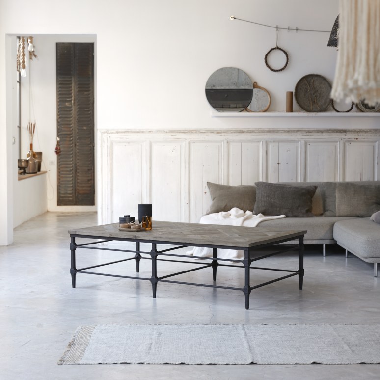 Gatsby - Mesa de centro de metal y olmo macizo