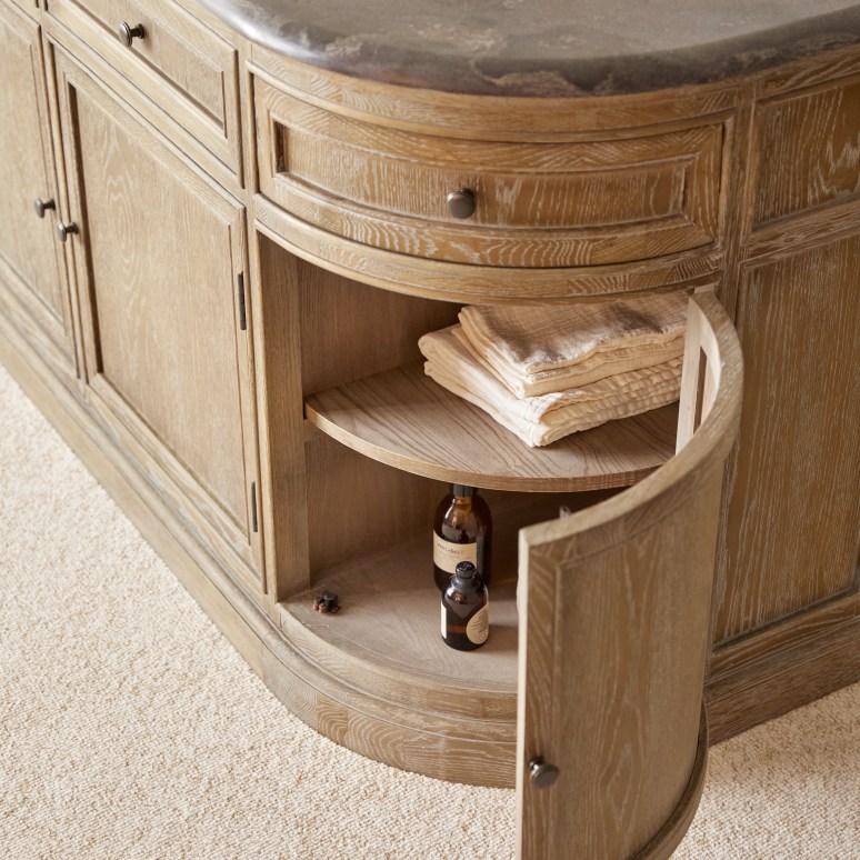 Louise - Mueble de baño de roble y piedra de 180 cm