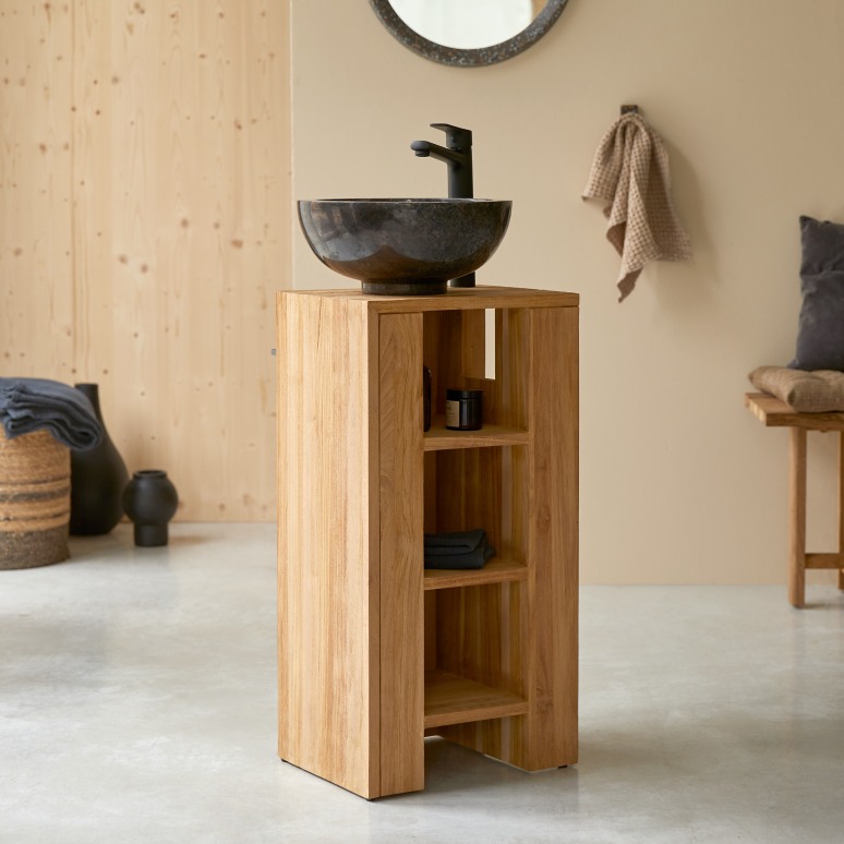 Stelle - Mobile per il bagno in teak massello (variante a sinistra)