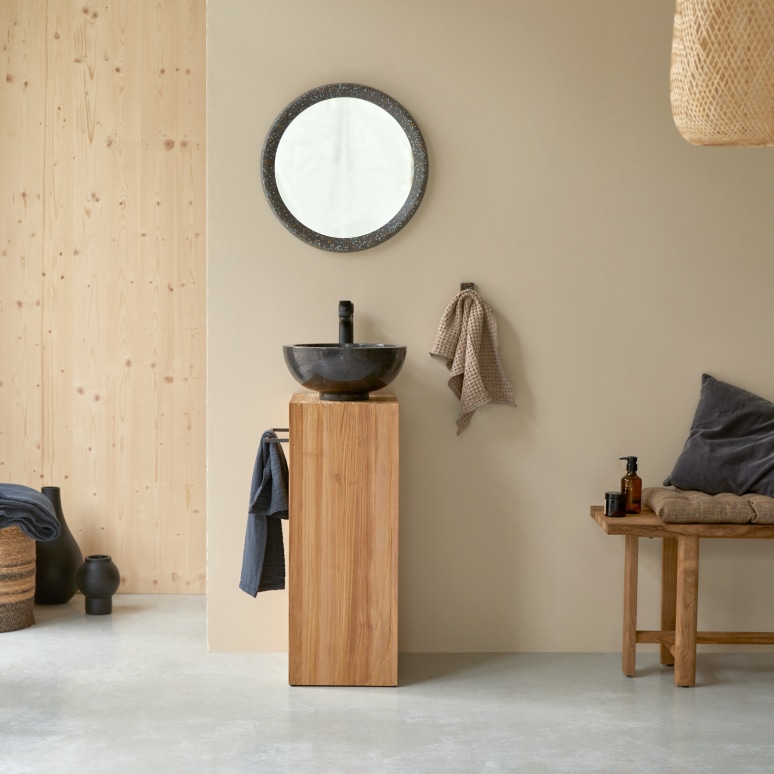 Stelle - Solid teak vanity unit - left