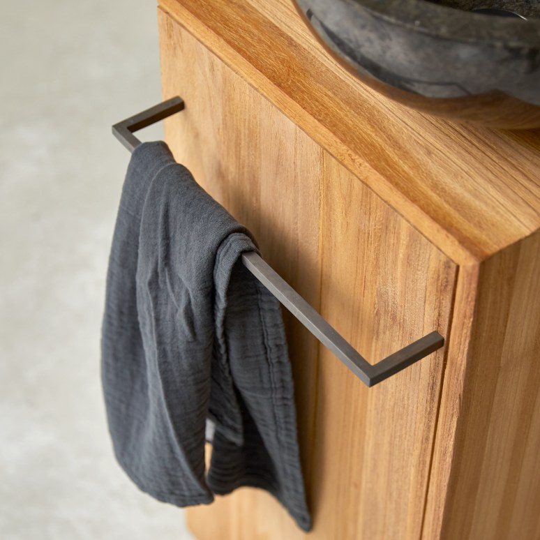 Stelle - Mueble para lavabo de teca maciza lado izquierdo