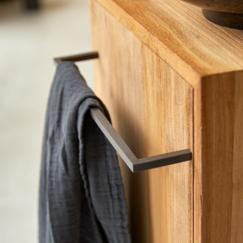 Stelle - Mueble para lavabo de teca maciza lado izquierdo