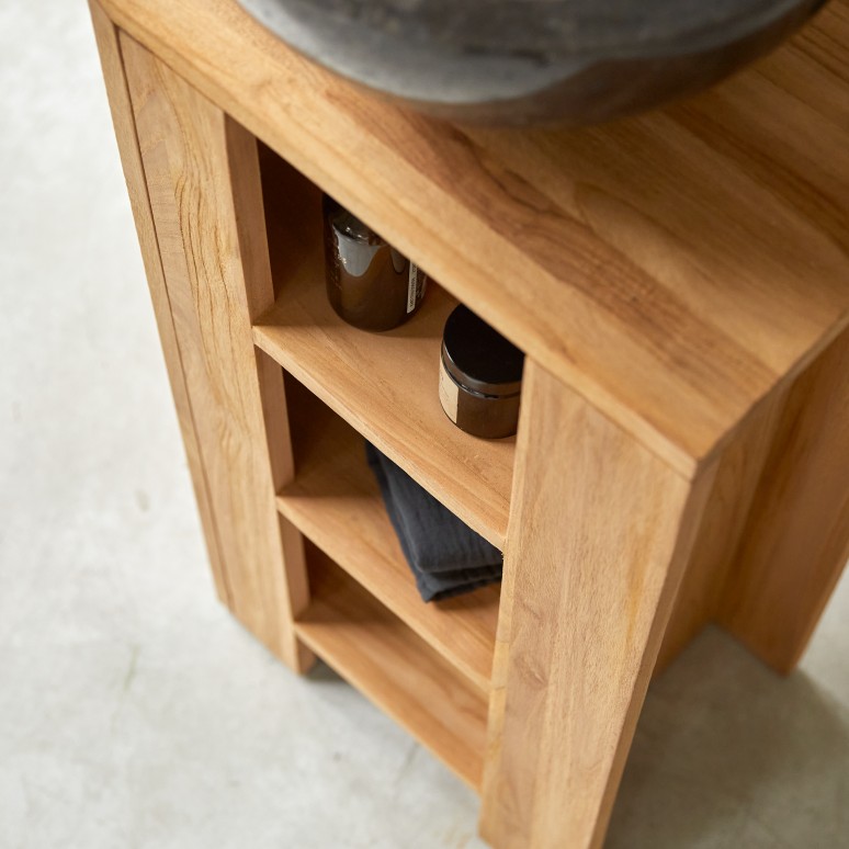 Stelle - Solid teak vanity unit - left