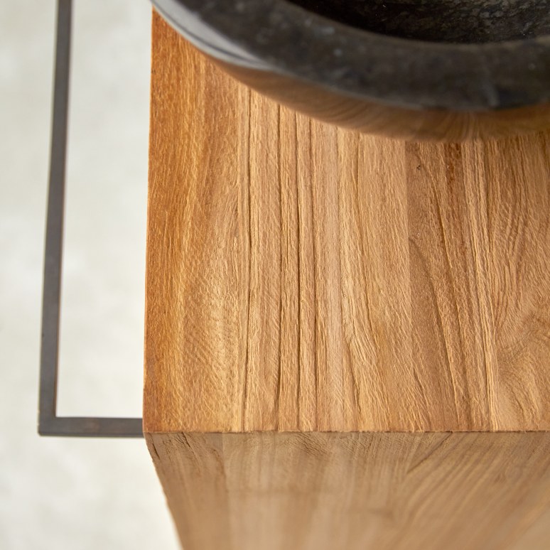 Stelle - Solid teak vanity unit - left