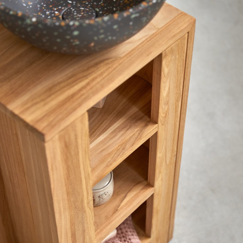 Stelle - Solid teak right under-sink cabinet