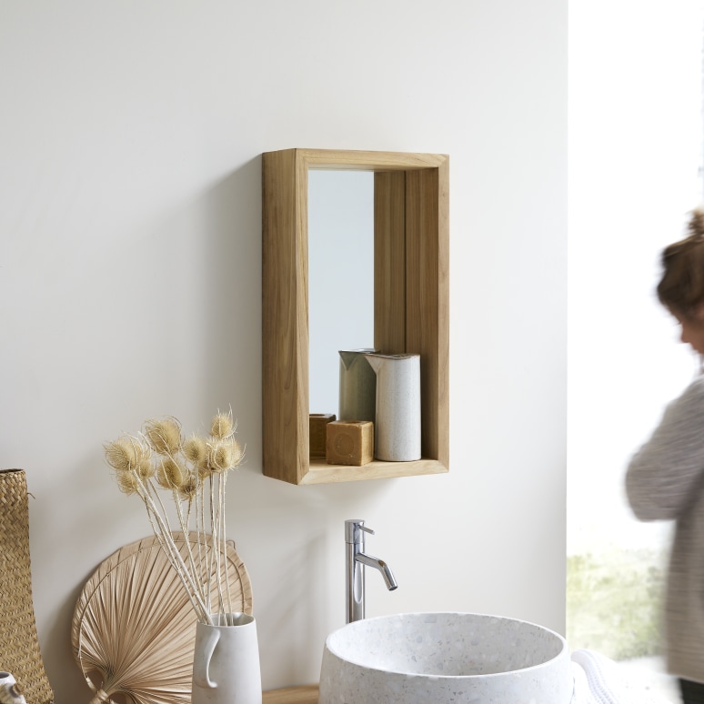 Stelle - Solid teak mirror 55x30 cm