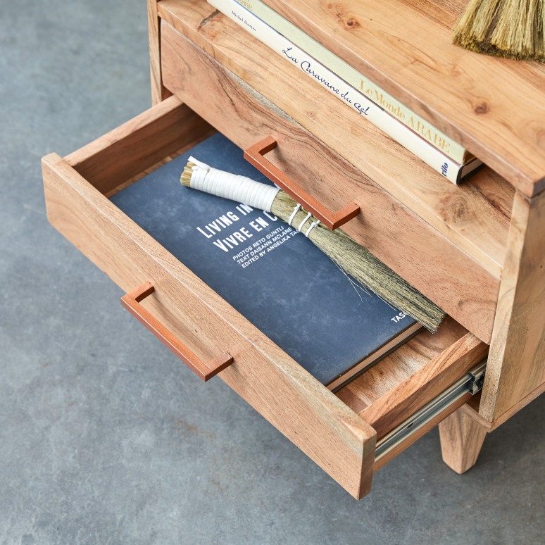 Oslo - Comodino in legno massello di acacia