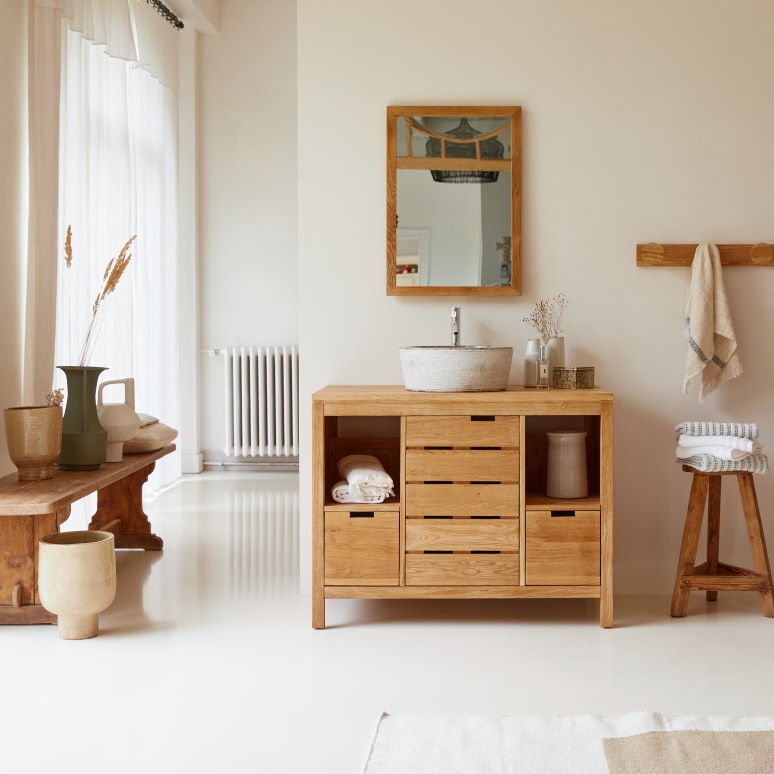 Serena - Solid oak vanity unit 100 cm