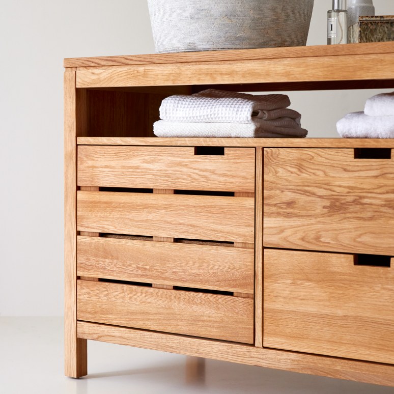 Serena - Mueble para lavabo de roble macizo de 165 cm